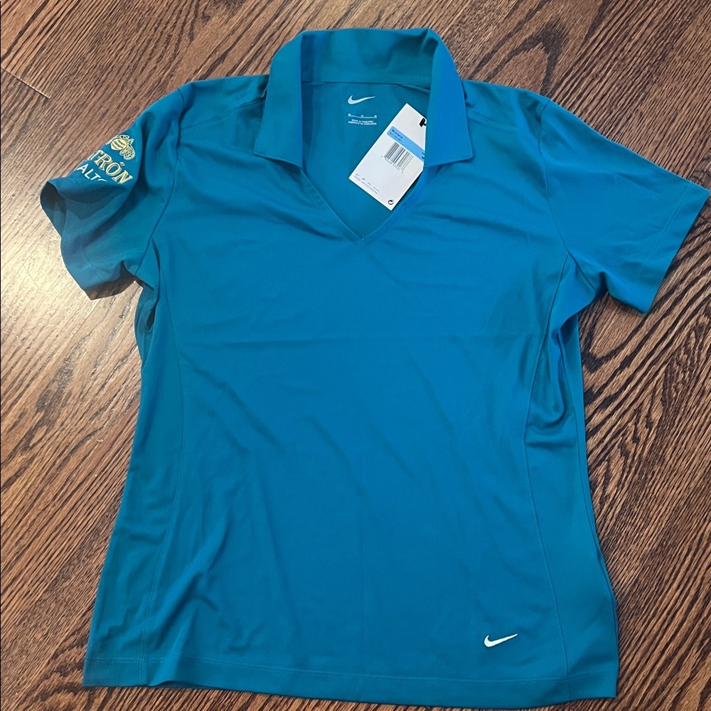 Nike Women's Teal V-Neck Short Sleeve Athletic Polo